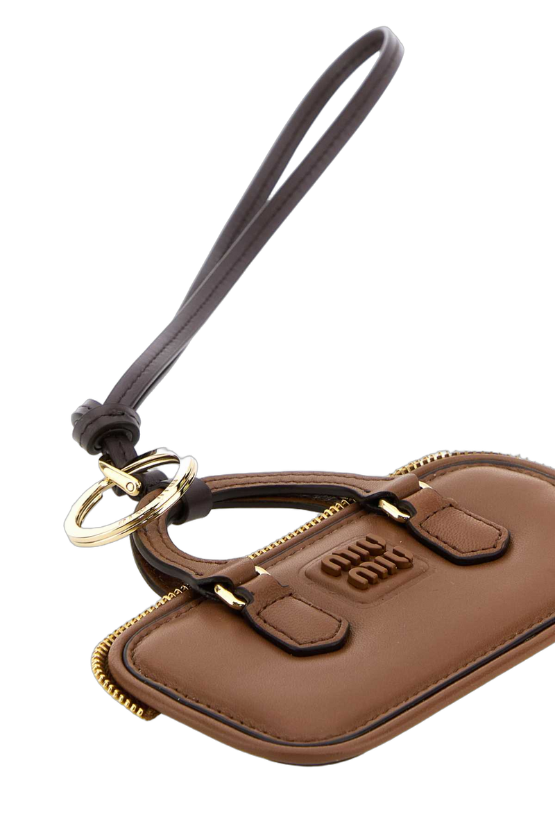 Miu Miu Leather Key Case — Brown Keychains
