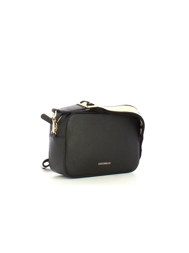 Coccinelle Tebe Crossbody Bag — Black Cowhide | Ribbon: Polyester
