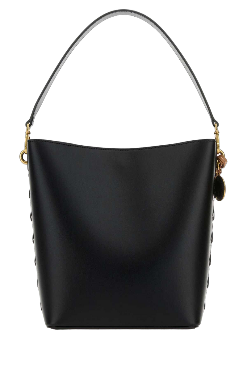 Stella Mccartney Structured Canvas & Nylon Shoulder Bag — Black