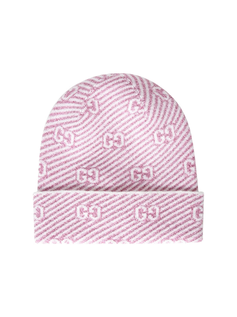Gucci 6777943gae45878 Gg Monogram Beanie — Pink Cashmere Beanies