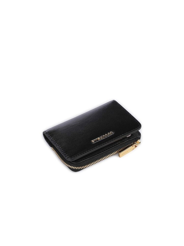 Coccinelle Shiny Smooth Leather Card Case — Black Cowhide Cases