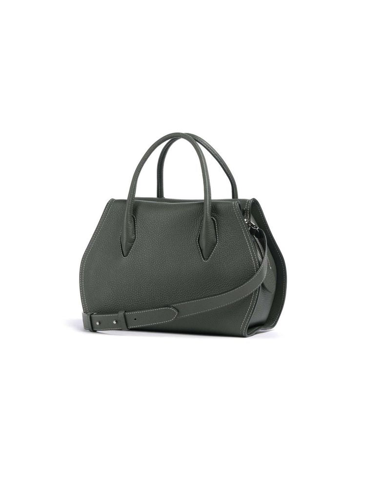 Coccinelle Lord Top Handle Bag — Green Cowhide