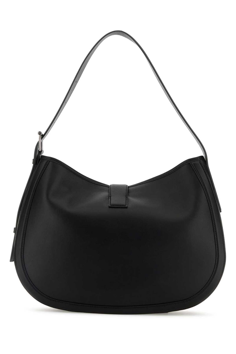 Alexander Mcqueen Curved Calf Leather Shoulder Bag — Black