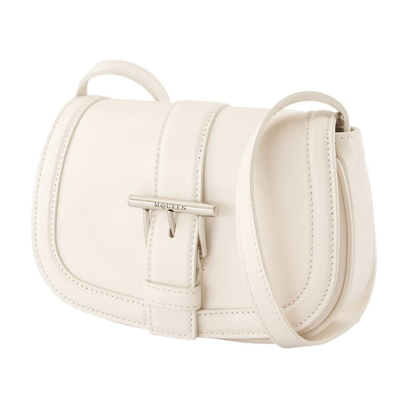 Alexander Mcqueen Calfskin Saddle Shoulder Bag — White