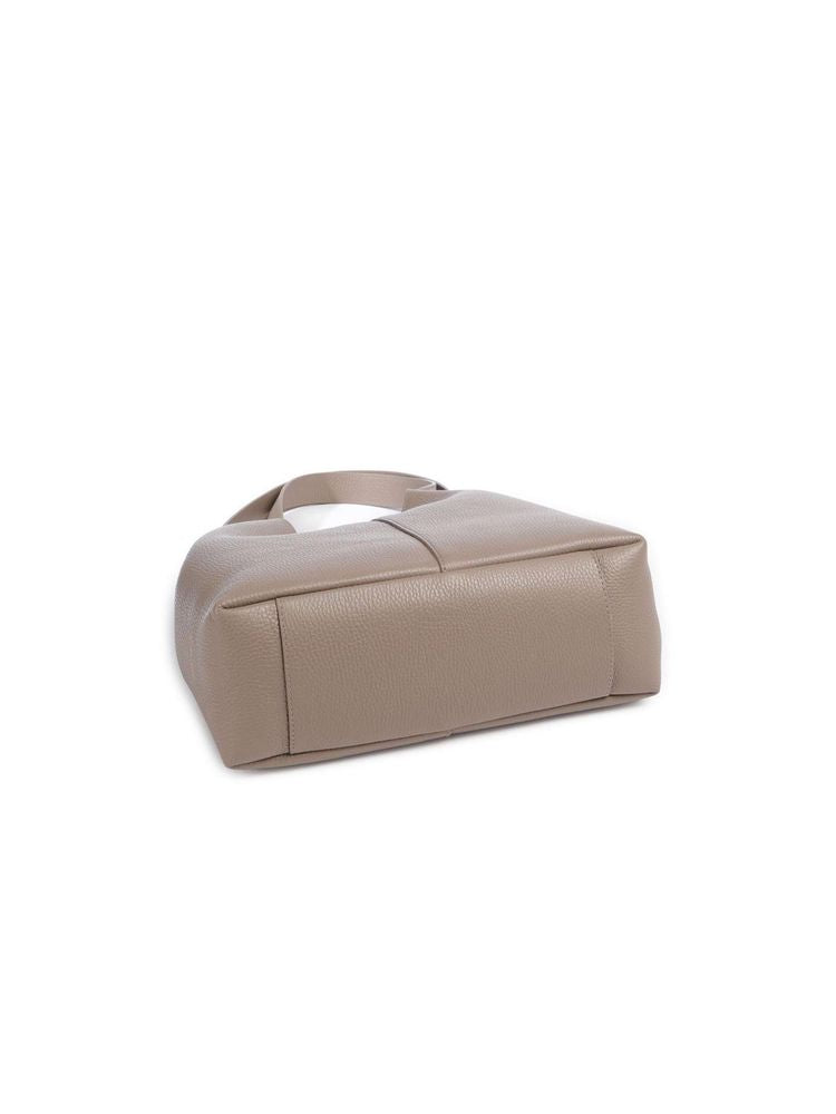 Coccinelle Grained Leather Shoulder Bag — Taupe