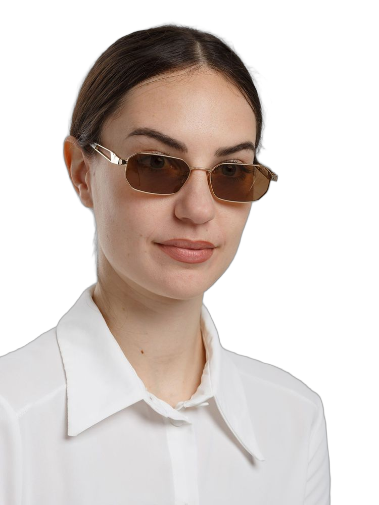 Hickmann Hi3248 Metal Rectangle Sunglasses — Gold