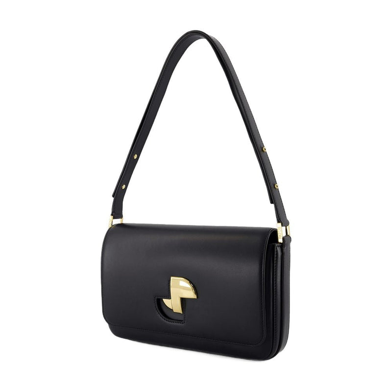 Patou Calfskin Shoulder Bag — Black