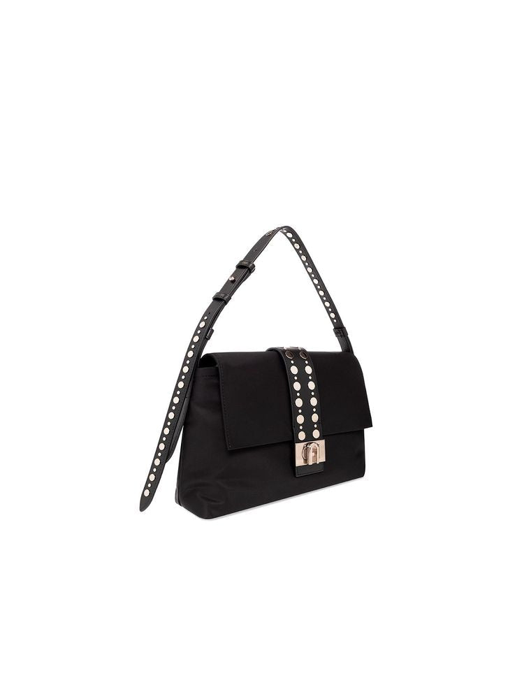 Furla Charlotte M Shoulder Bag — Black Polyamide