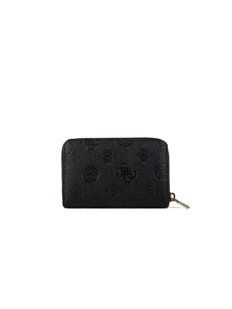 Guess Logo-Print Polyurethane Wallet — Black