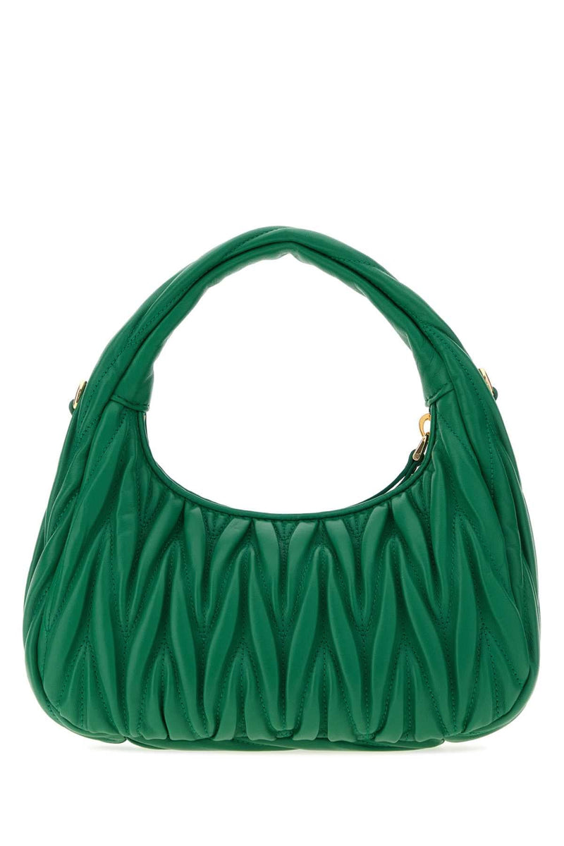 Miu Miu Quilted Nappa Leather Shoulder Bag — Green Agnello