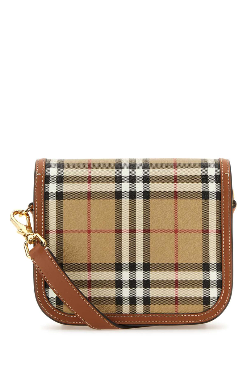 Burberry Vintage Check Canvas Shoulder Bag — Beige