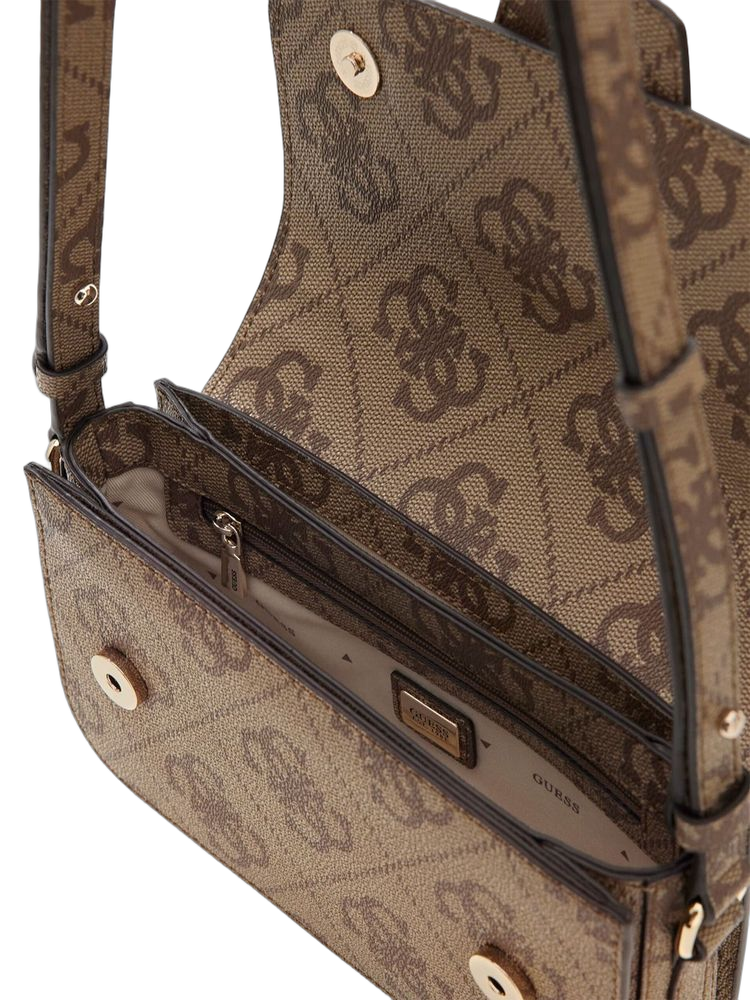 Guess Logo Convertible Crossbody Bag — Beige Polyurethane