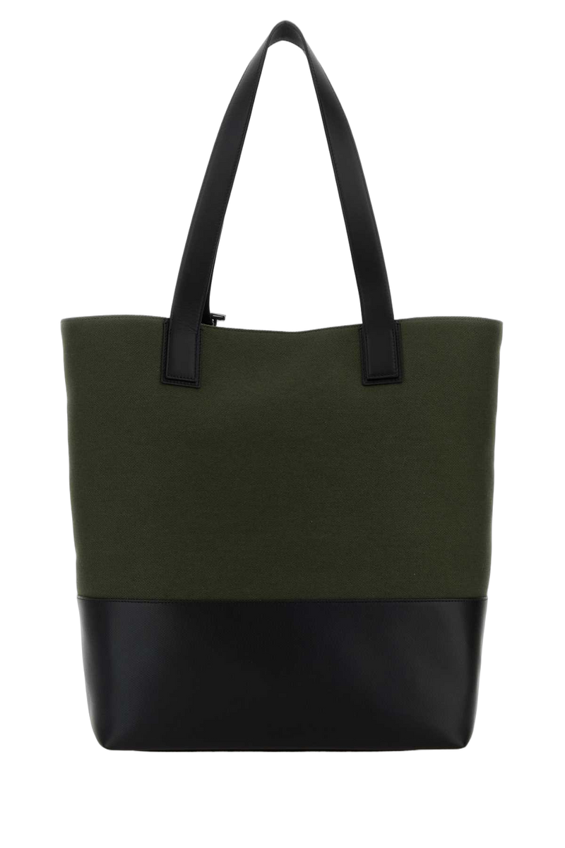 Alexander Mcqueen Colorblock Fabric And Leather Tote Bag — Green