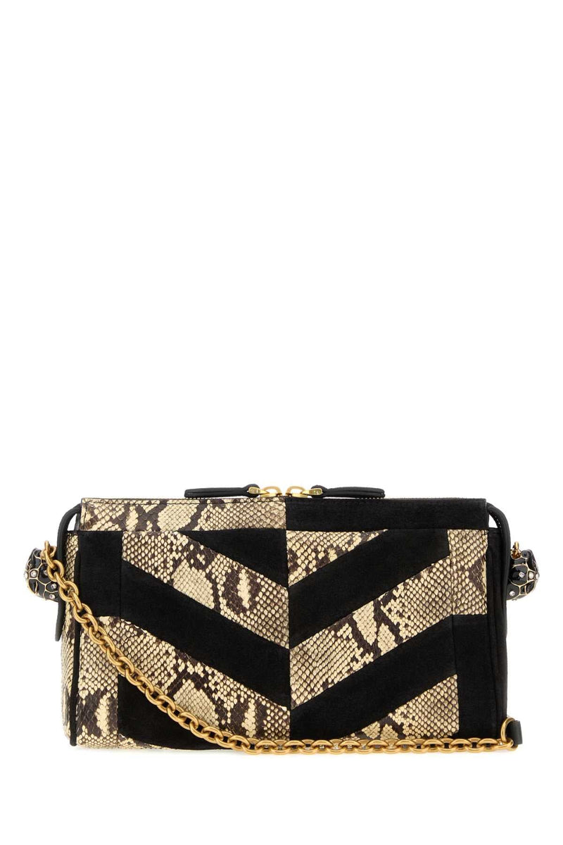 Valentino Garavani Python & Suede Chevron Crossbody Bag — Multicolor