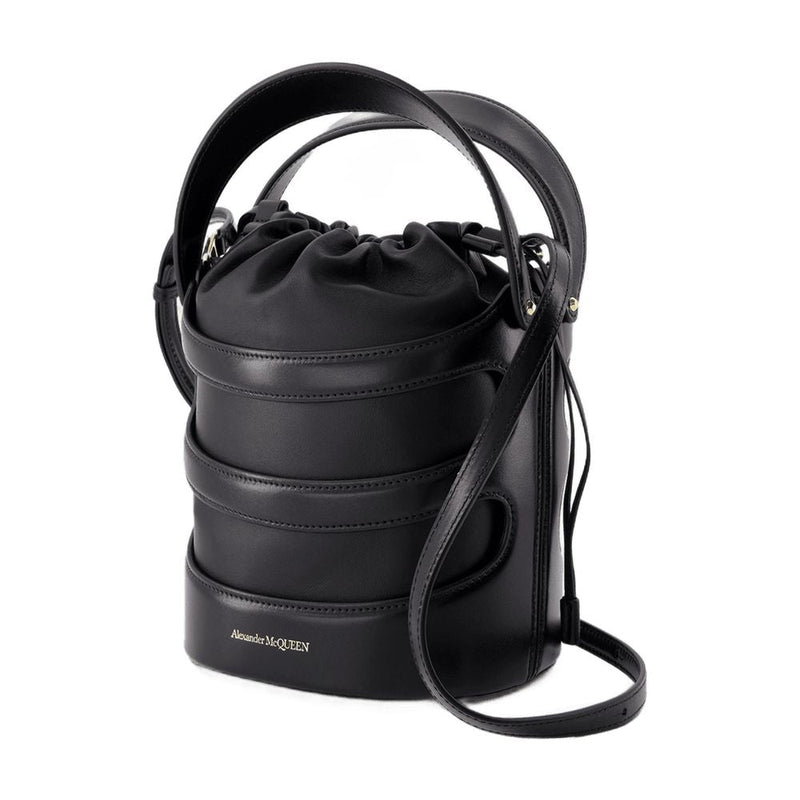 Alexander Mcqueen Quilted Calfskin Bucket Bag — Black