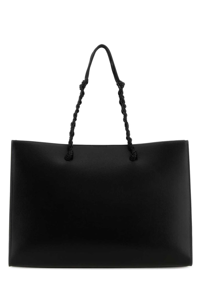 Jil Sander Textured Calf Leather Tote Bag — Black