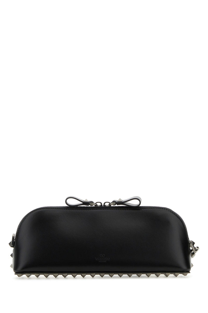 Valentino Garavani Studded Leather Clutch — Black