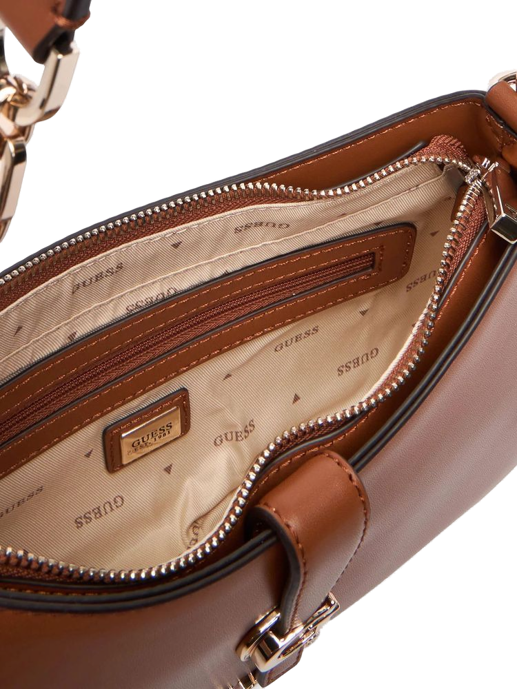 Guess Cognac Polyurethane Shoulder Bag — Brown