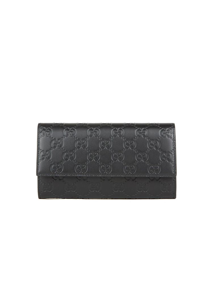 Gucci Gg Signature Embossed Calf Leather Wallet — Black