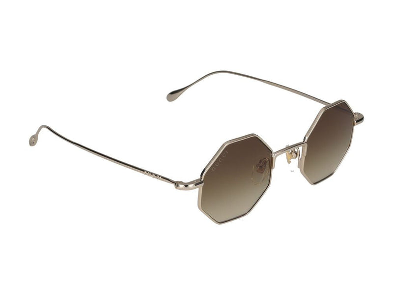 Gucci Gg1814s Octagonal Metal Frame Sunglasses — Gold