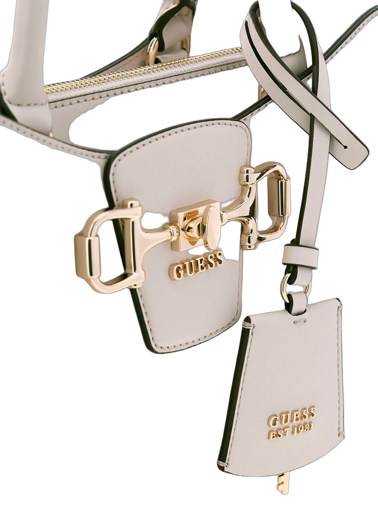 Guess Janie Girlfriend Top Handle Bag — Beige Polyurethane