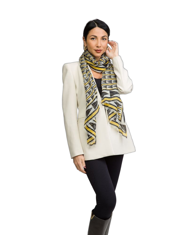 Lanvin Geometric Wool Scarf — Yellow Scarfs