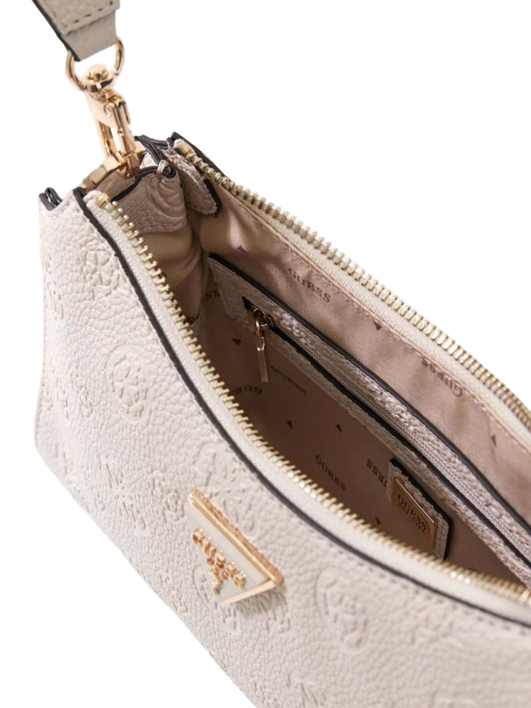 Guess Logo Polyurethane Shoulder Bag — White