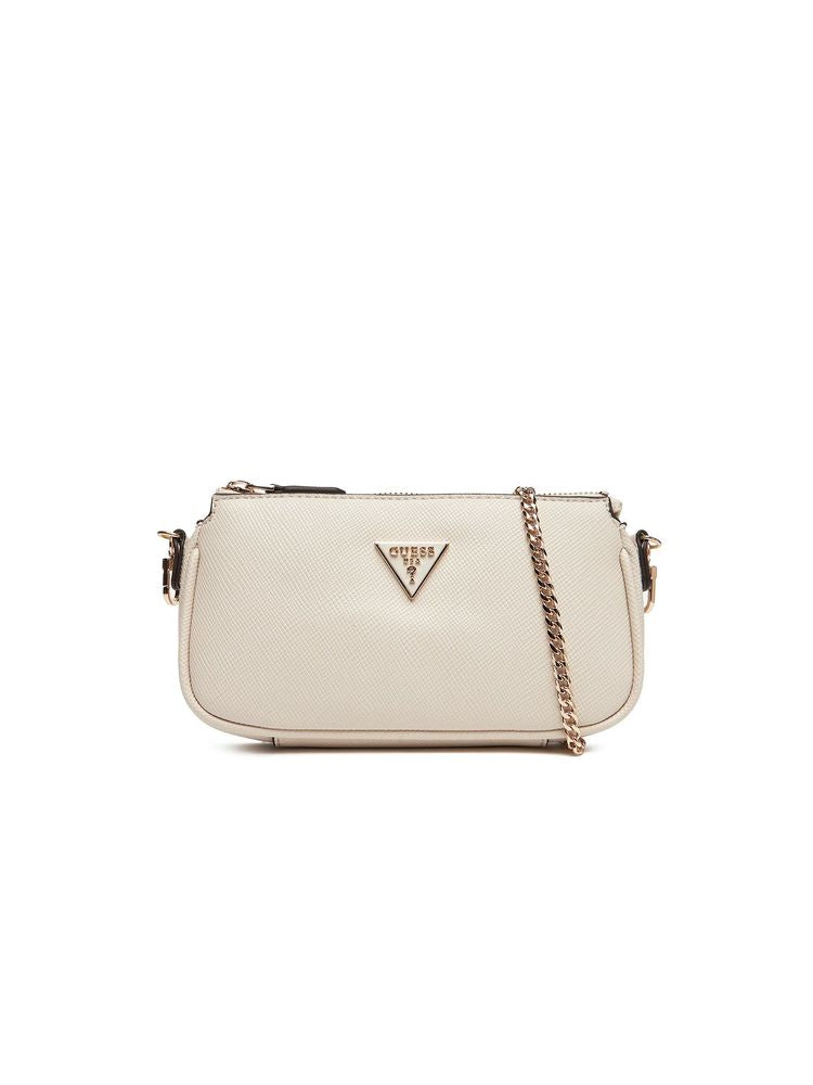 Guess Dual-Compartment Structured Crossbody Bag — Beige Polyurethane