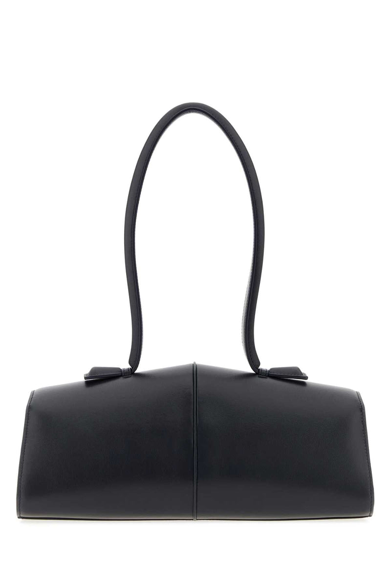 Jil Sander Structured Leather Shoulder Bag — Black