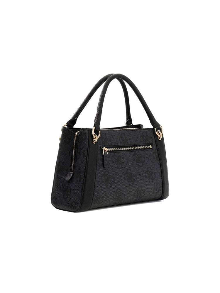 Guess Structured Polyurethane Satchel Bag — Black