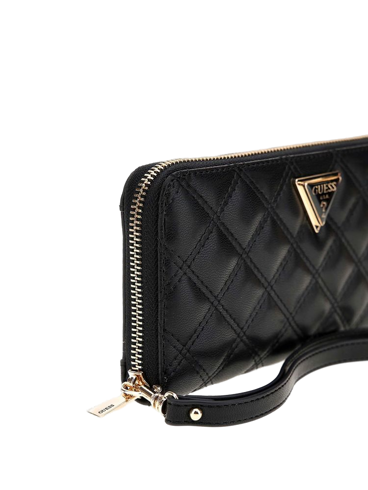 Guess Quilted Polyurethane Wallet — Black