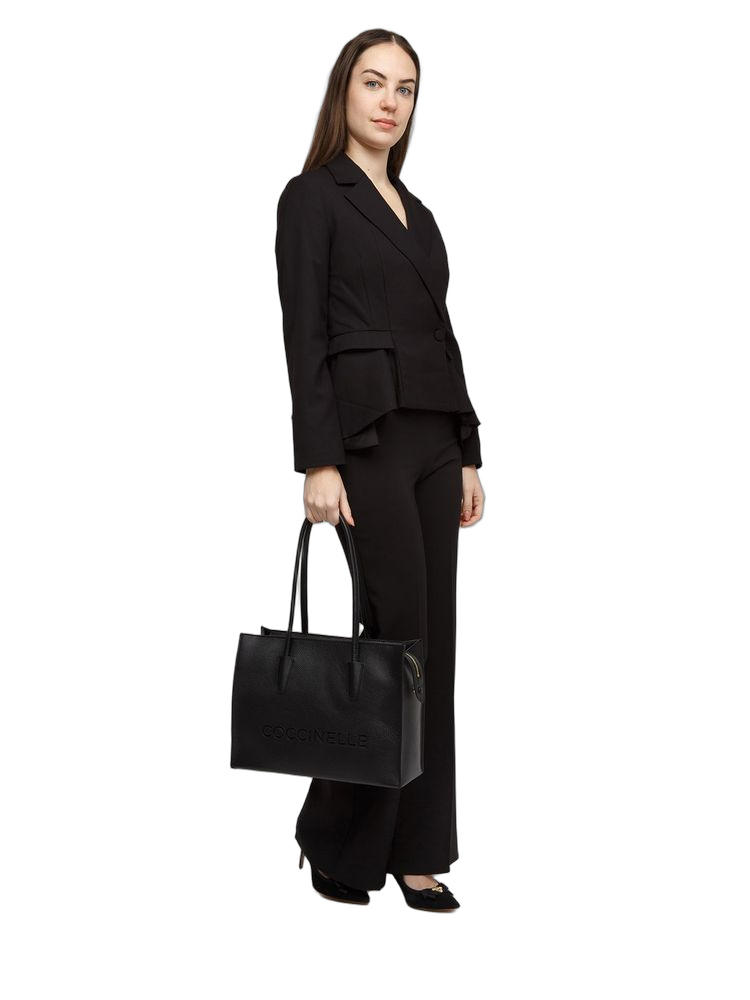 Coccinelle Myrtha26 Shoulder Bag — Black Cowhide