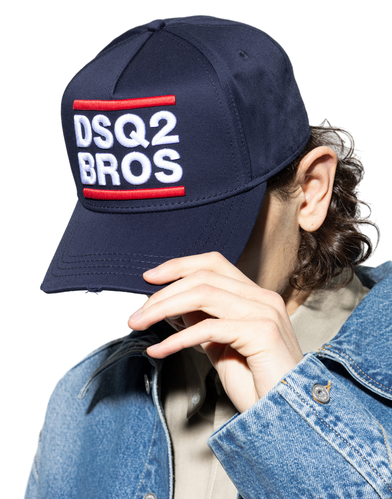 Dsquared2 Bcm098905c000013073 Logo-Embroidered Baseball Cap — Navy Cotton Caps