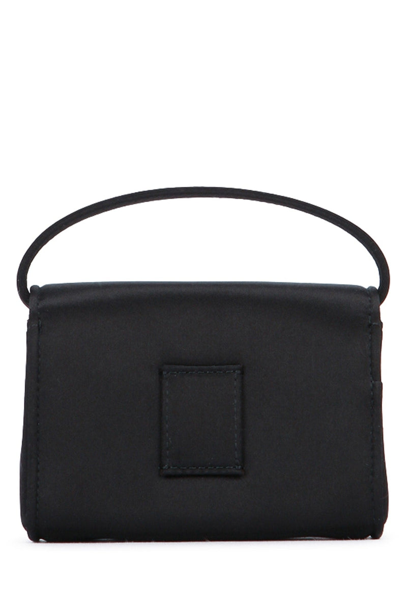 Roger Vivier Crystal-Embellished Top Handle Bag — Black Satin