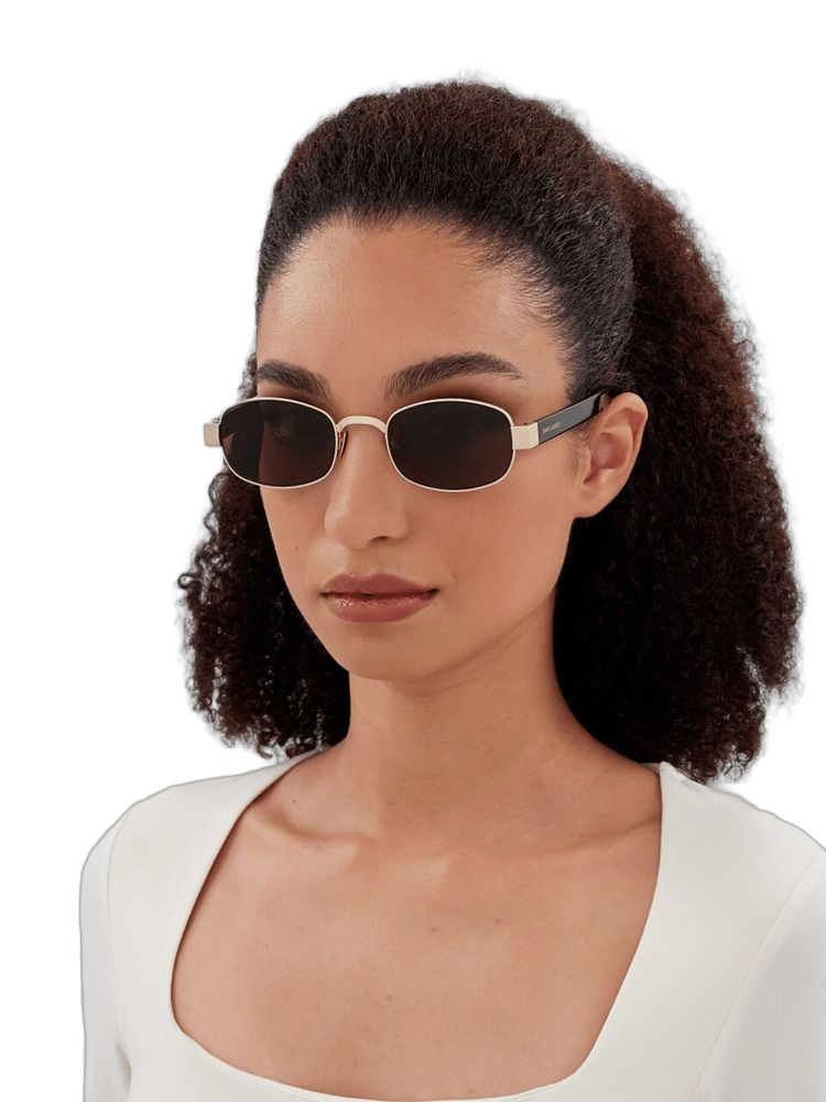 Saint Laurent Sl Metal Oval Sunglasses — Gold