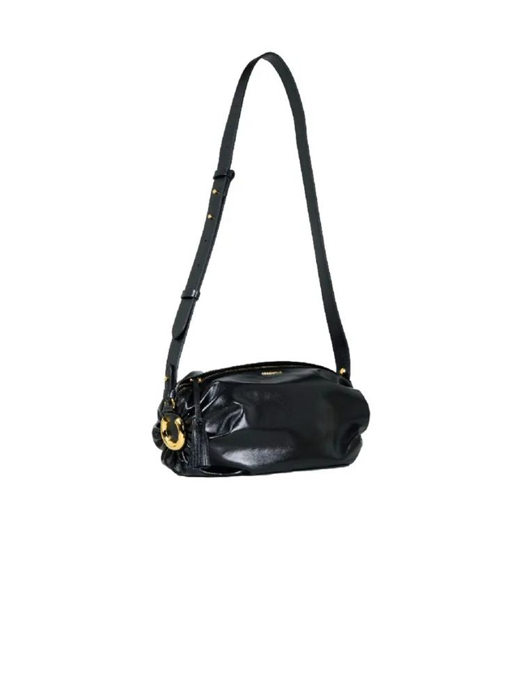 Coccinelle Quilted Shiny Leather Shoulder Bag — Black Cowhide
