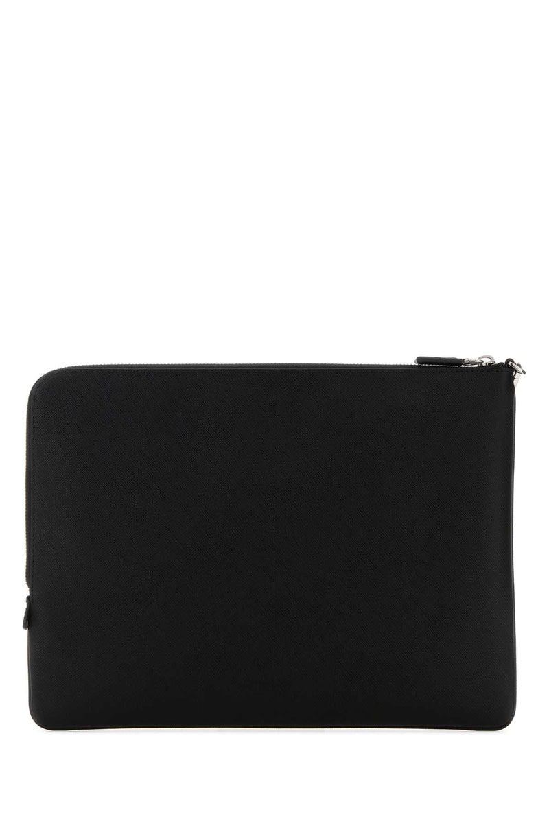 Prada Saffiano Leather Clutch — Black