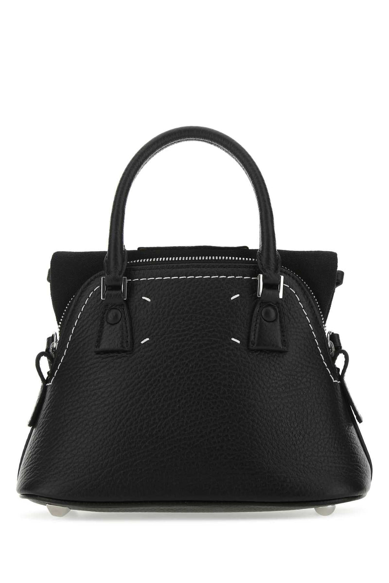 Maison Margiela Pebbled Leather Top Handle Bag — Black