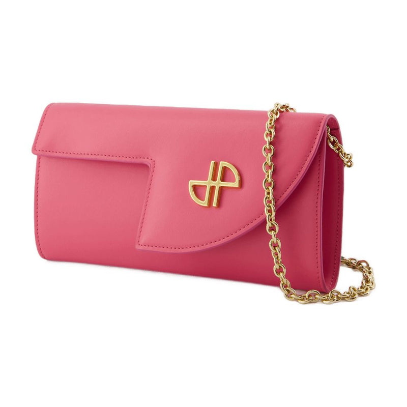 Patou Chain-Strap Calfskin Wallet — Pink