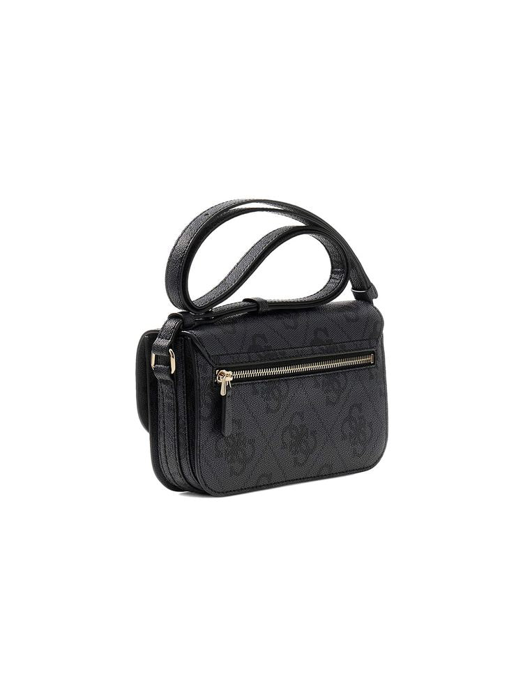 Guess Logo Monogram Crossbody Bag — Black Polyurethane