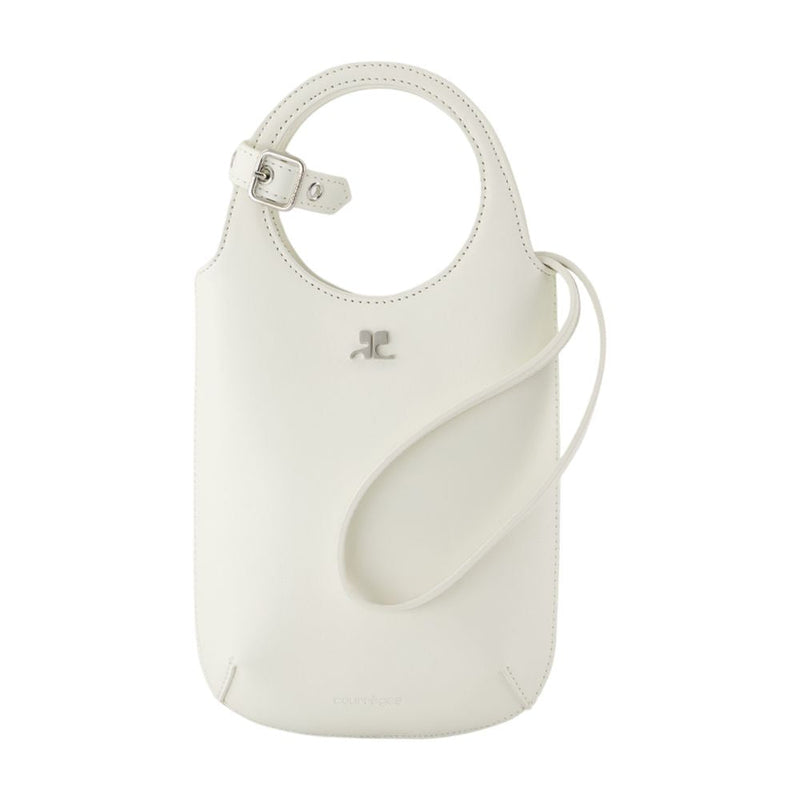 Courrèges Calfskin Leather Bucket Bag — White