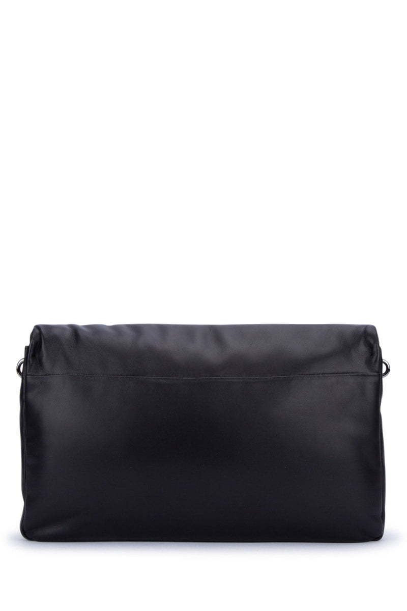 Roger Vivier Ruched Leather Clutch — Black Nappa