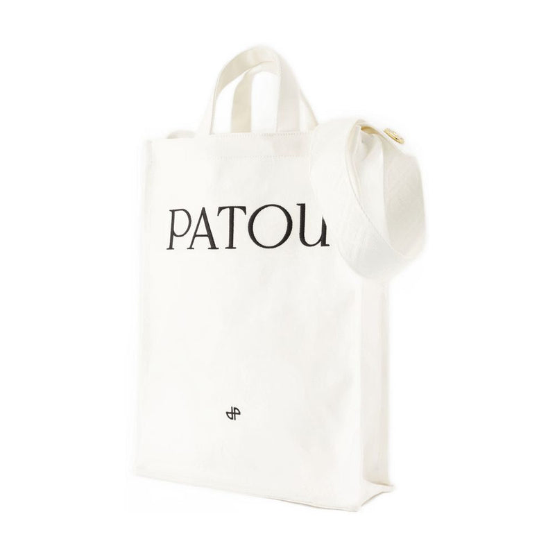 Patou Logo-Printed Tote Bag — White Cotton