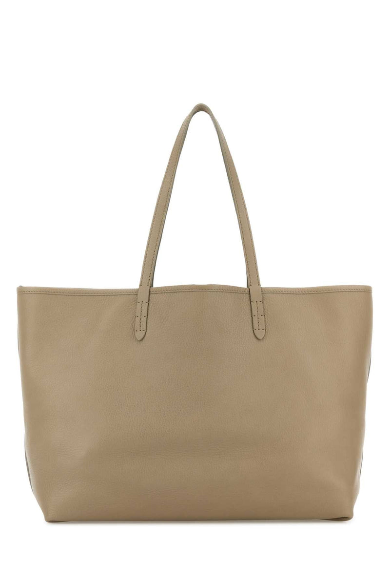 Burberry Embossed Logo Calf Tote Bag — Beige Exterior