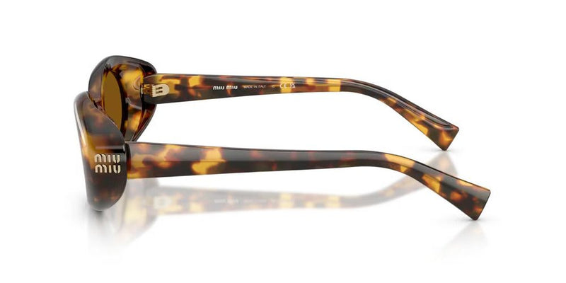 Miu Miu 0mu Tortoiseshell Oval Sunglasses — Brown Acetate
