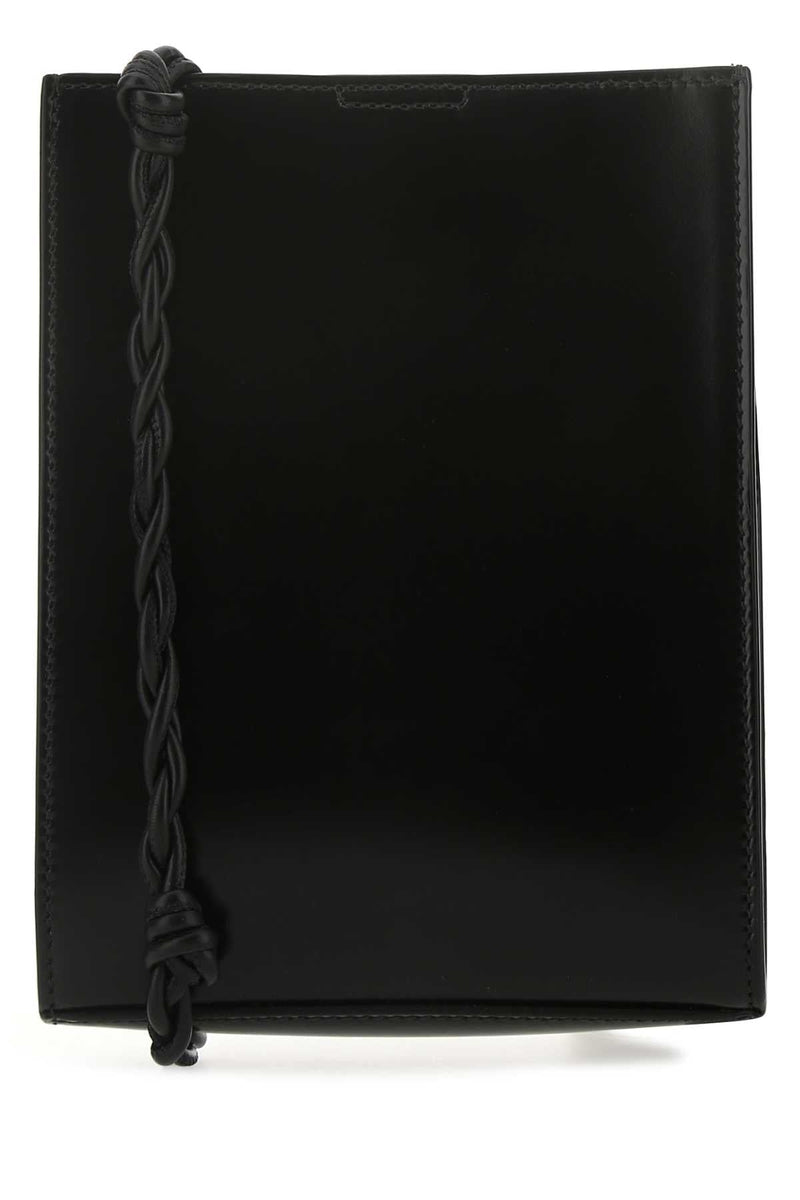 Jil Sander Braided-Strap Calf Leather Clutch — Black
