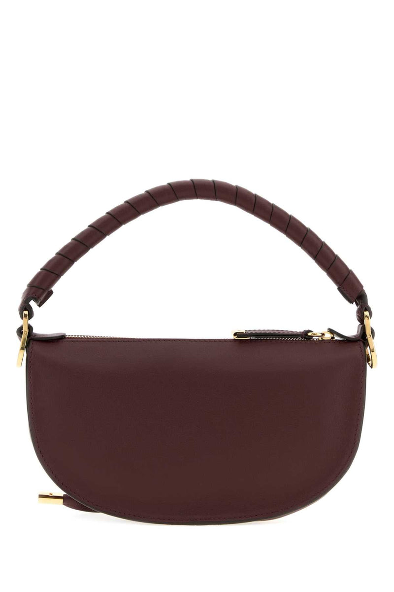 Chloé Leather Curved Top Handle Shoulder Bag — Brown