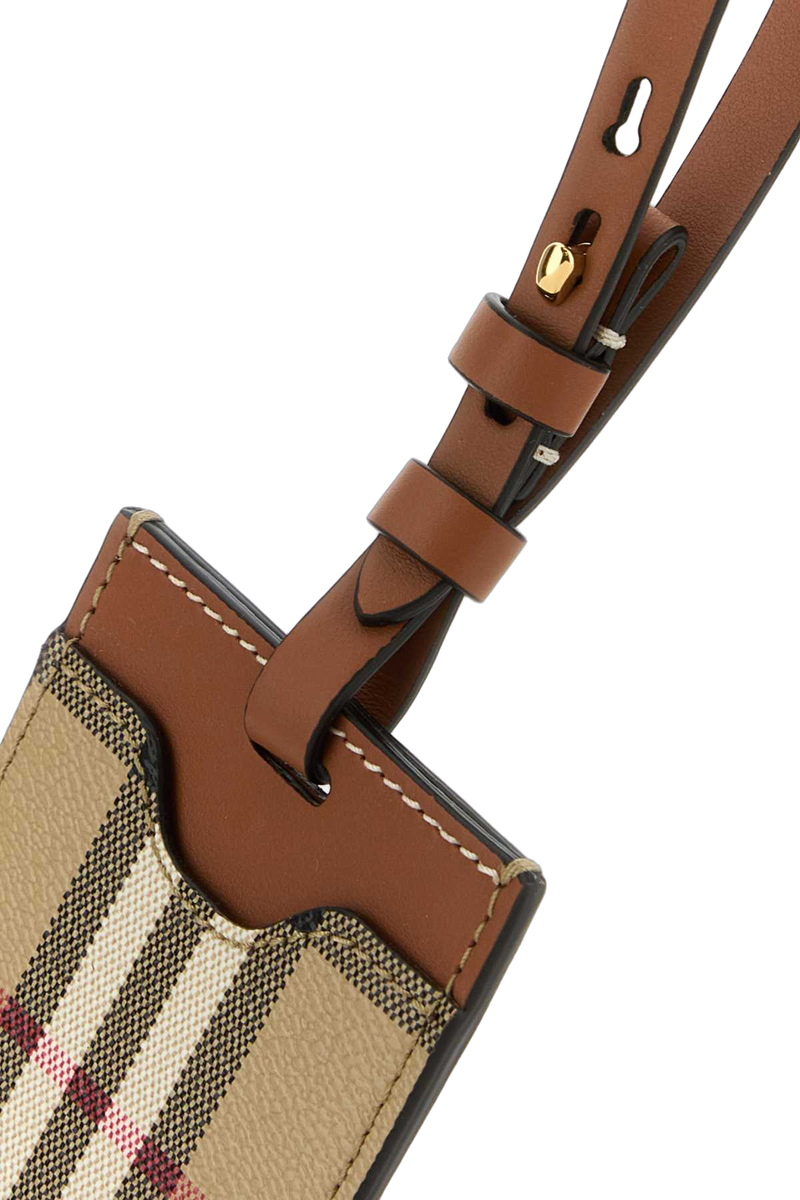 Burberry Checked Leather Card Case — Beige Cases