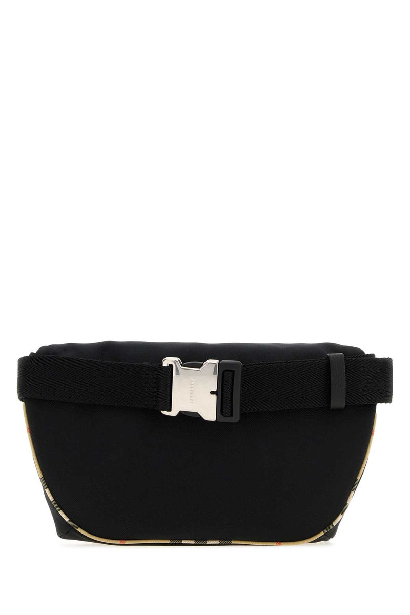 Burberry Check-Trim Belt Bag — Black Polyester Polyurethane