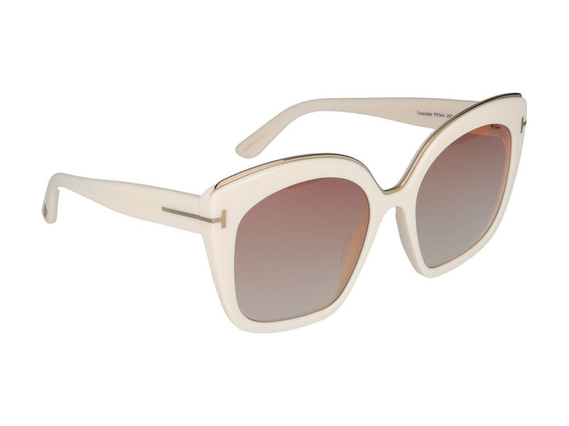 Tom Ford Ft0944 Oversized Square-Frame Sunglasses — Cream Plastic